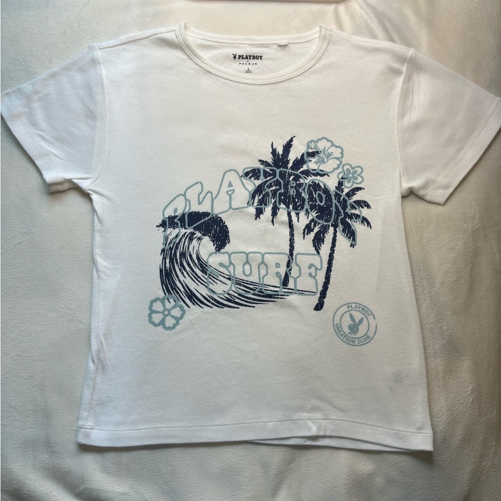 pacsun playboy light and dark blue top